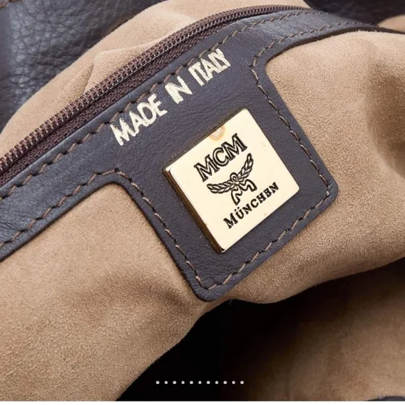 MCM Limited Edition Vintage Green and Brown Viseto Velvet Shoulder Bag. - Picture 9 of 11